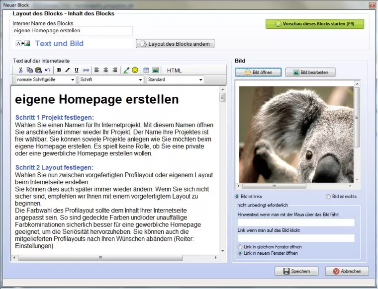 Homepage Baukasten Software